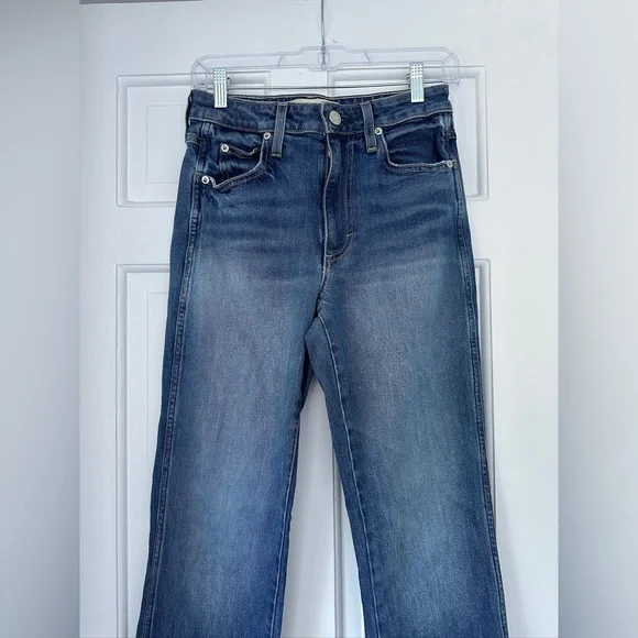 AMO High Rise Kick Crop Dark Wash Blue Denim Jeans in Patience Size 26 - Picture 5 of 10